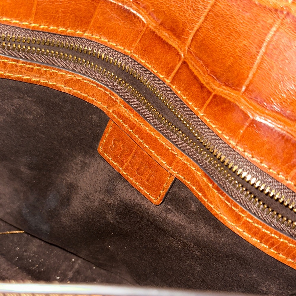 Staud Croc-Embossed Brown Shoulder Bag - Picture 6 of 9